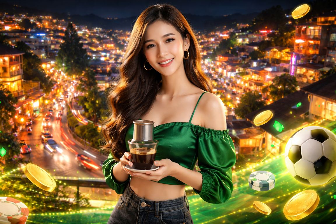 Người dùng tại Đà Lạt kiểm tra thông báo cập nhật ứng dụng cùng ly cà phê buổi sáng